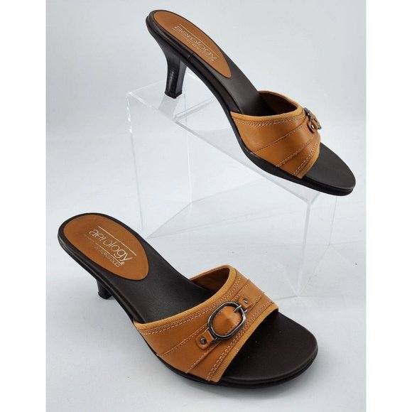 Aerology by Aerosoles Women's Orange Leather Open Toe "Most Likely" Heels Sz 8.5 - Picture 3 of 12